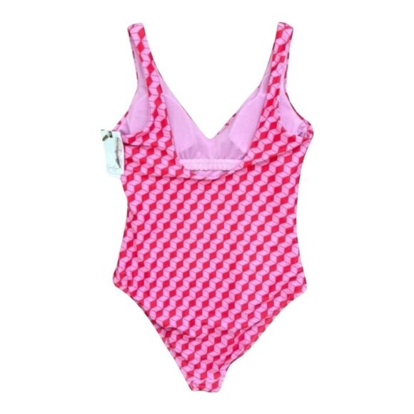 Jessica Simpson Pink Geometric One-Piece Swimsuit Women’s Size Small - Picture 2 of 10